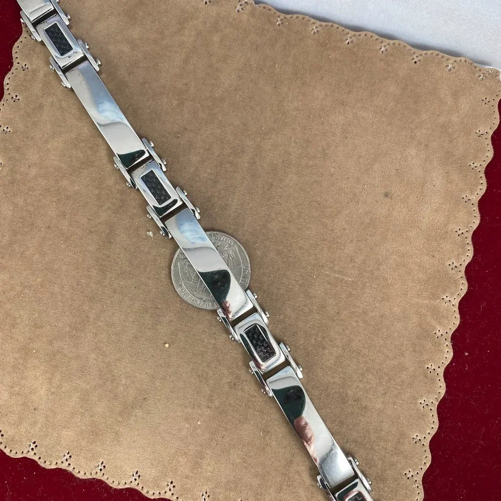 Stainless Steel Bracelet Silver& Black - Picture 3 of 4